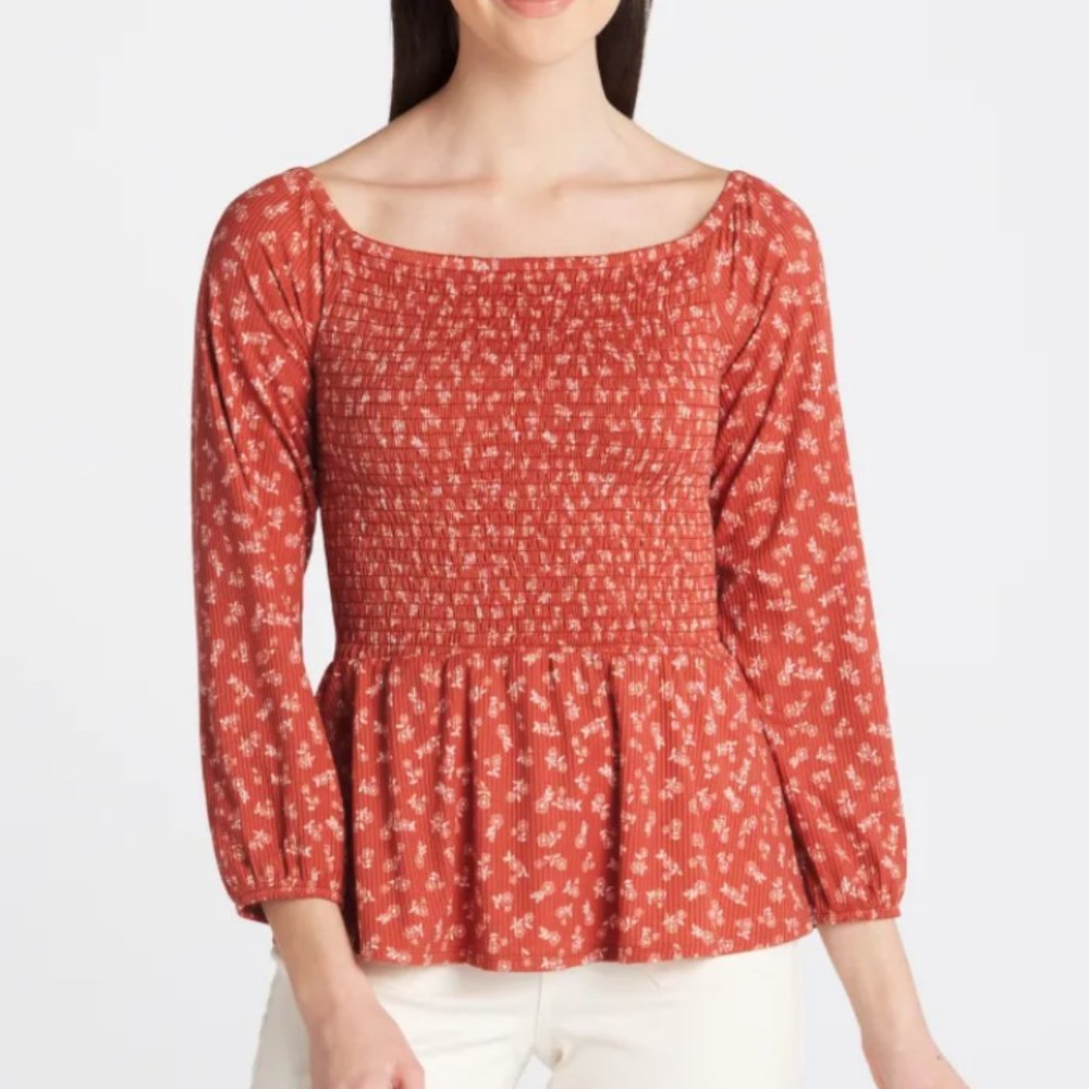 Kaileigh Hanford Off Shoulder Smocked Knit Top